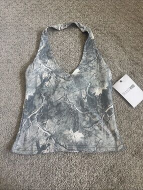 Green Camo Print Halter Tank Top